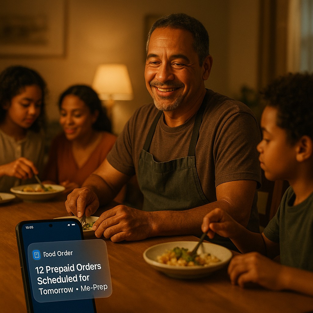 Meal prep kitchen preparing subscription orders